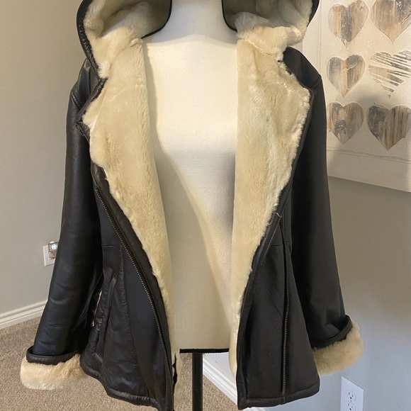 Brown Leather Faux Coat - Picture 4 of 5